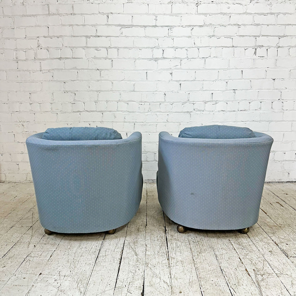 Pair of Drexel Barrel Back Chairs on Casters