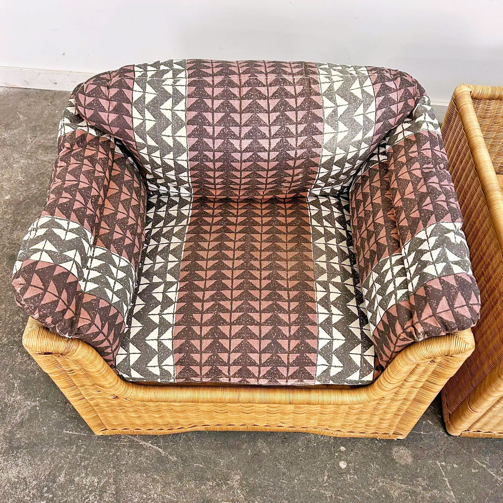 Pair of Wicker Indoor Club Chairs by Jack Cartwright for Founders