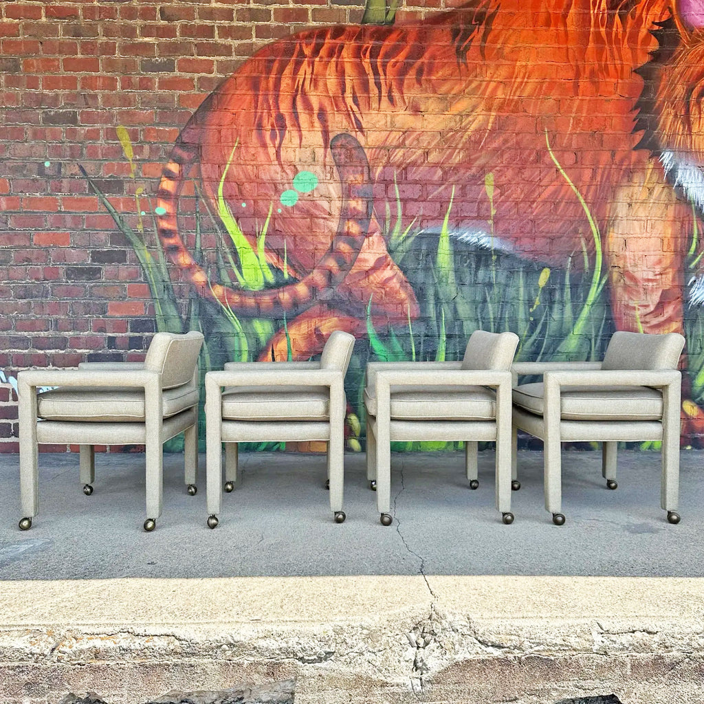 Set of Four Milo Baughman Chairs on Casters for Thayer Coggin