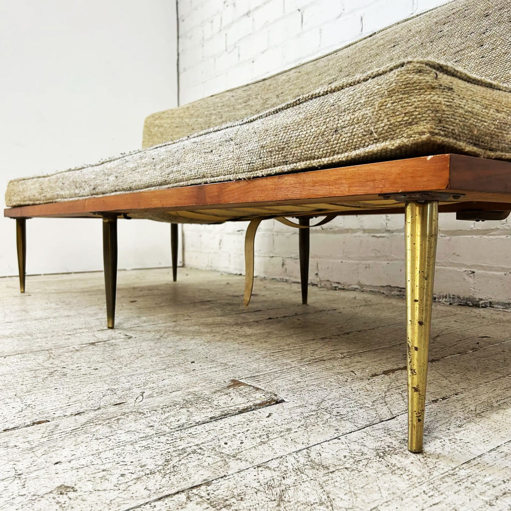 75" Mid-Century Daybed with Brass Tapered Legs