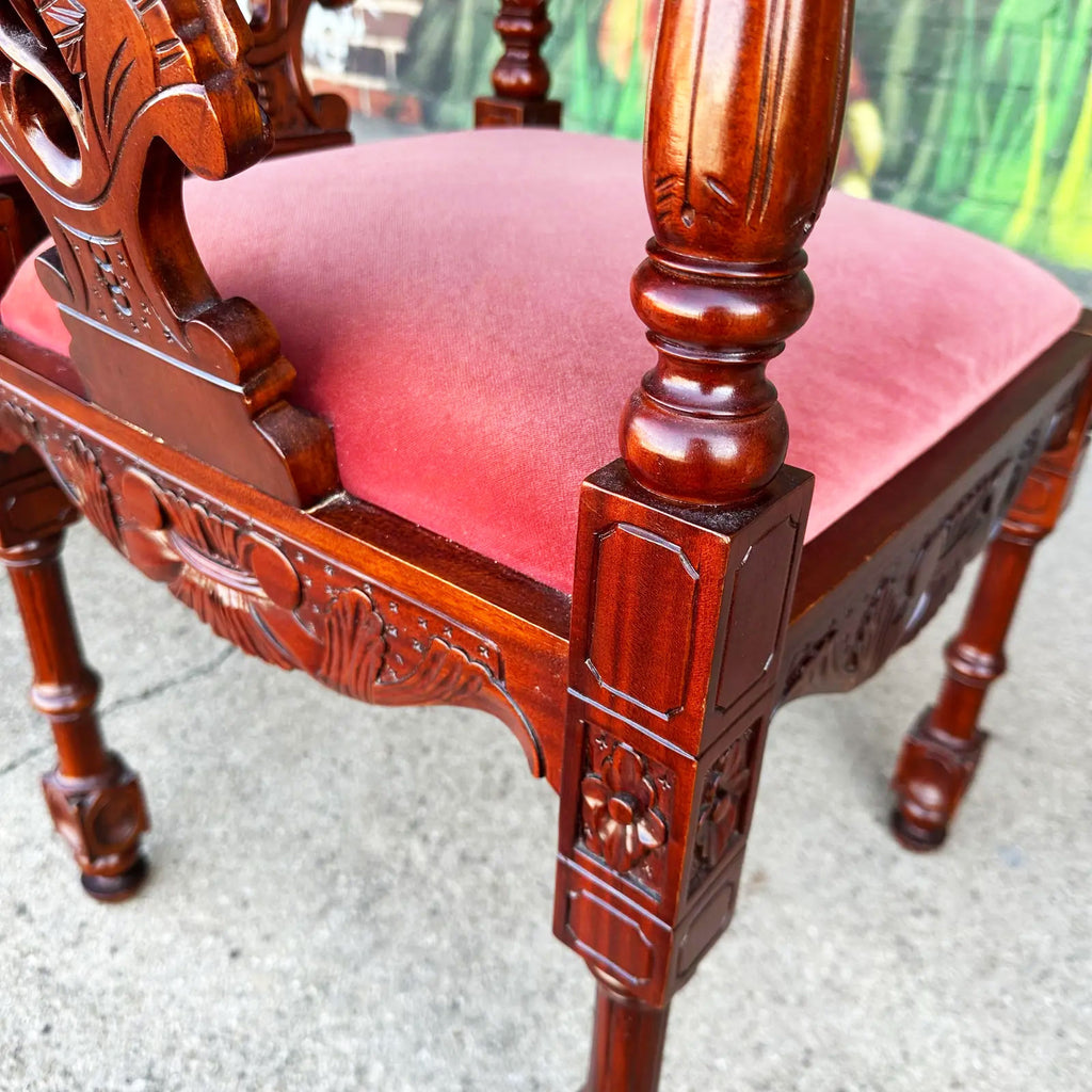 Ornate Mahogany Carved Corner Chairs