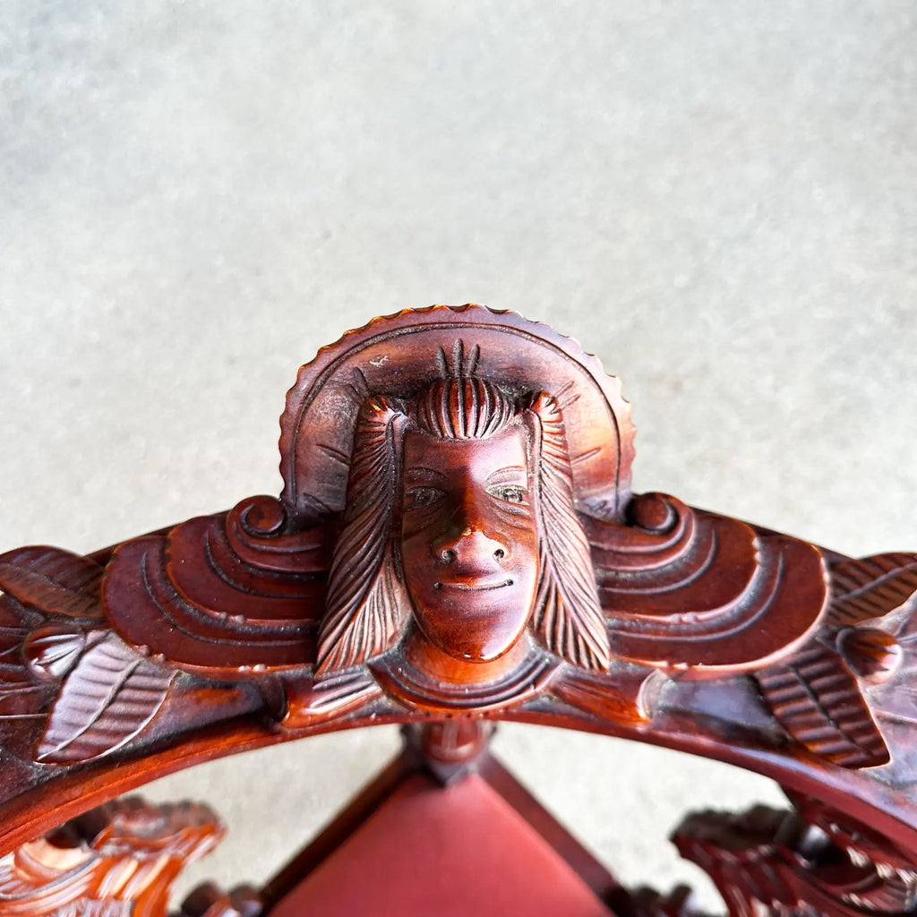 Ornate Mahogany Carved Corner Chairs