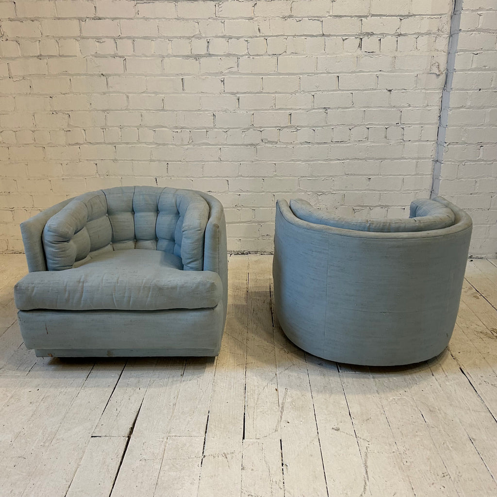 Pair of Blue Barrelback Chairs