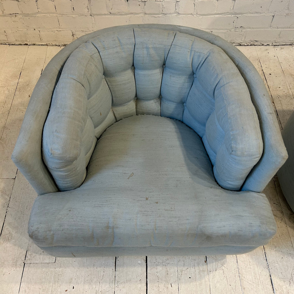 Pair of Blue Barrelback Chairs