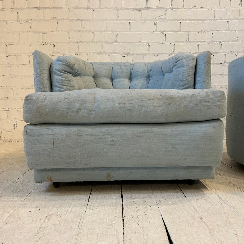 Pair of Blue Barrelback Chairs