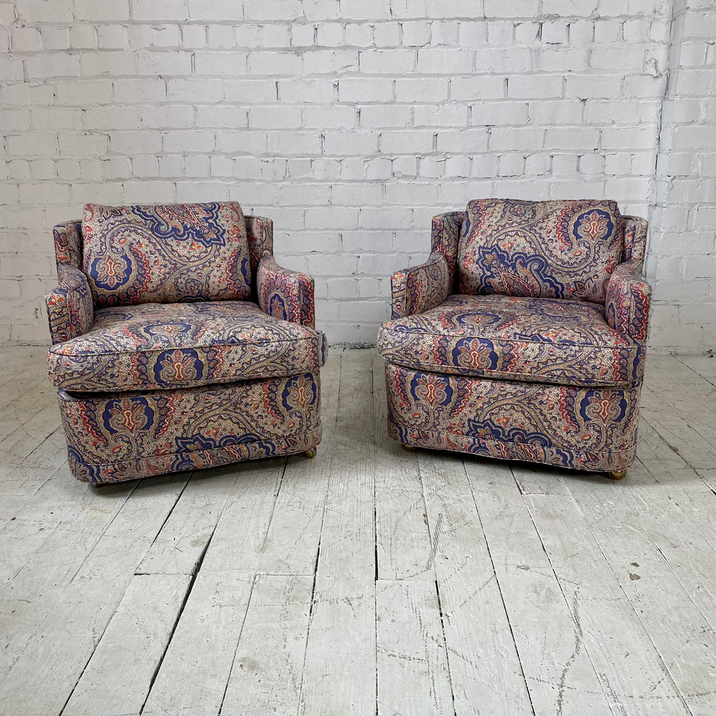 Pair of Paisley Chairs on Casters